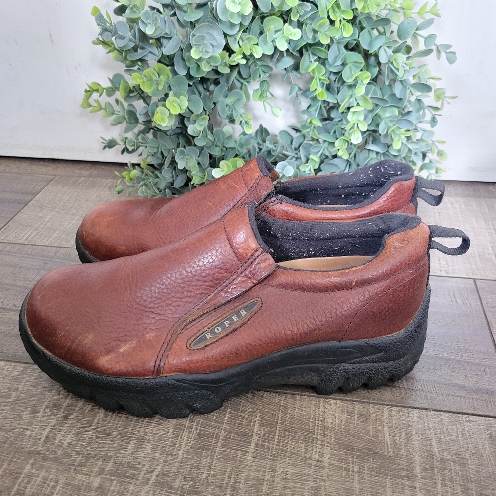 Roper Performance Leather Slip On Men's Casual Shoes – Brown Size 8